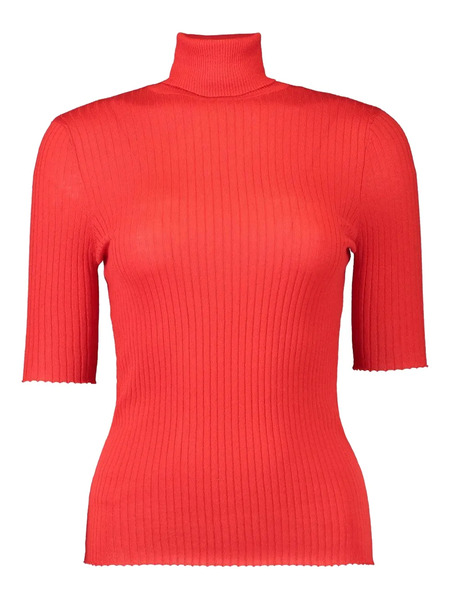  Sprwmn Short-sleeve Turtleneck Top - Red 