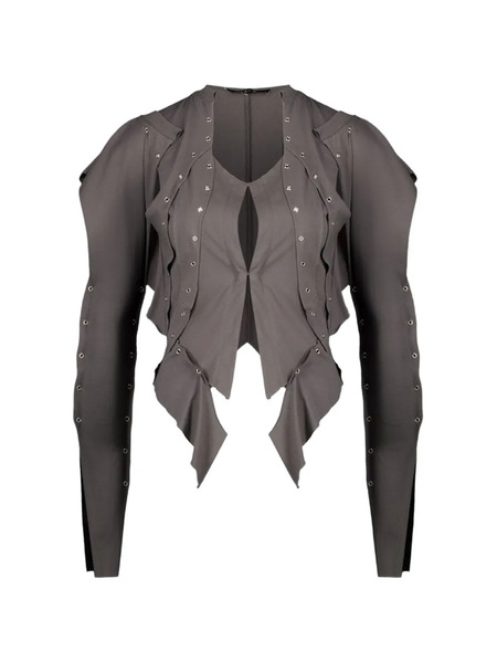  Srvc Studio Eyelet Long-sleeve Blouse - Grey 