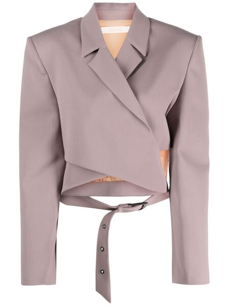  Ssheena Wrap-design Cropped Blazer - Purple 