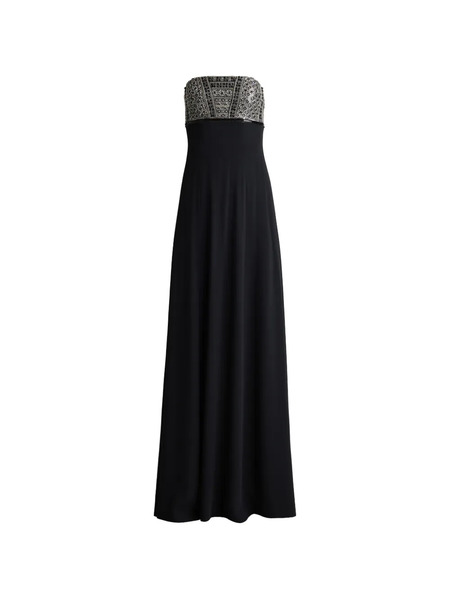  St. John Beaded Strapless Gown Maxi Dress - Black 