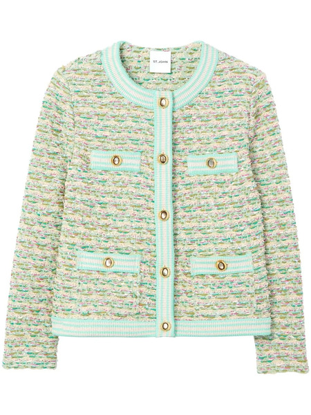  St. John Boucle-tweed Knit Jacket - Green 