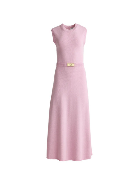  St. John Braid Detail Midi Dress - Pink 