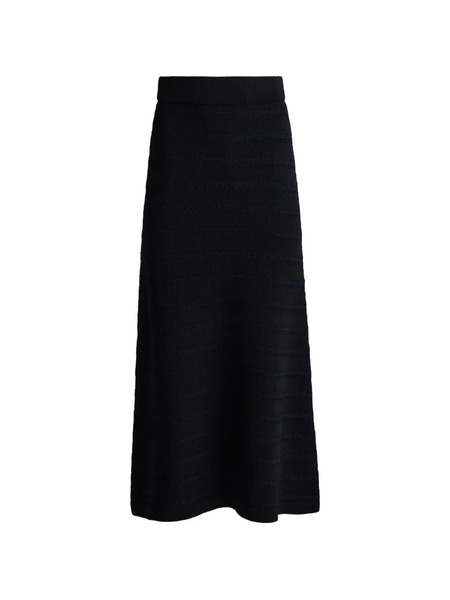  St. John Breton Stripe Knit A-line Mid Skirt - Blue 