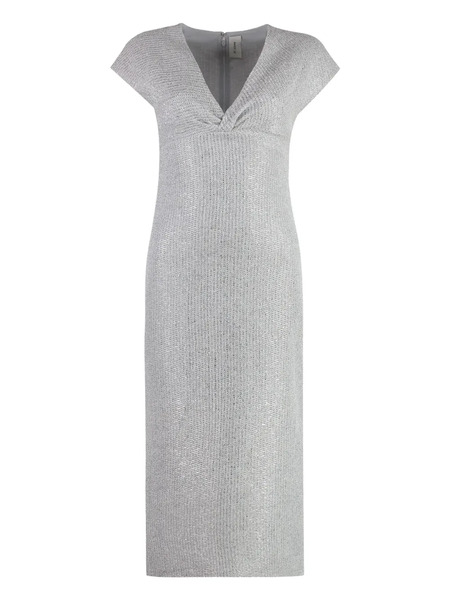  St. John Cap-sleeve Lurex Dress - Silver 