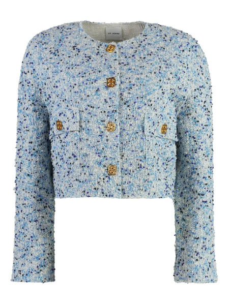  St. John Cropped Tweed Jacket - Blue 
