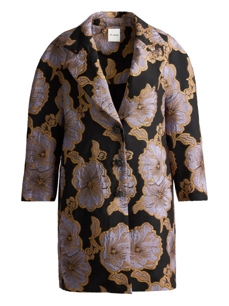  St. John Floral-jacquard Single-breasted Coat - Black 