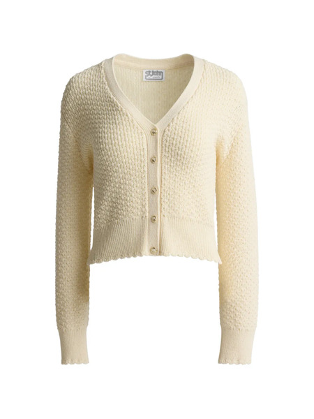 St. John Perle Crepe Knit Cardigan - Neutrals 