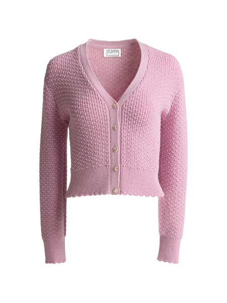  St. John Perle Crepe Knit Cardigan - Pink 