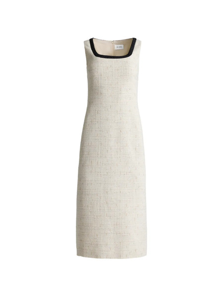  St. John Tweed Square-neck Midi Dress - Neutrals 