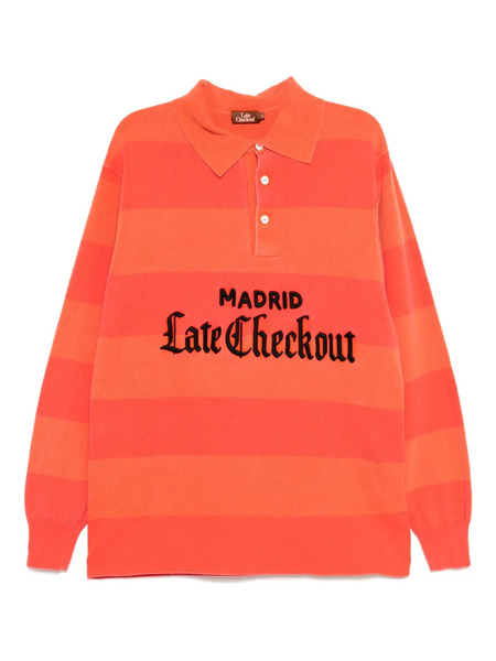  Stain Shade Embroidered Polo Sweatshirt - Pink 