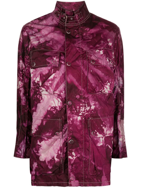  Stain Shade Tie Dye-print Multi-pockets Jacket - Purple 