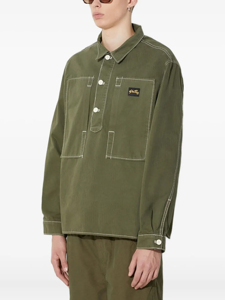  Stan Ray Contrast-stitch Half-buttoned Shirt - Green 