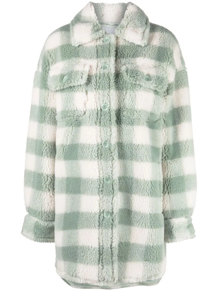  Stand Studio Checked Faux Fur Coat - Green 