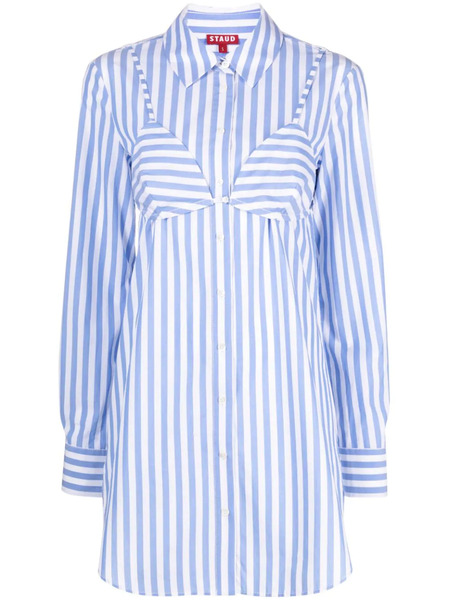  Staud Alita Striped Poplin Shirtdress - Blue 