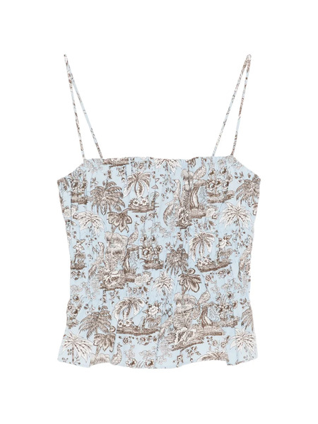  Staud Ayla Spaghetti-strap Printed Top - Blue 