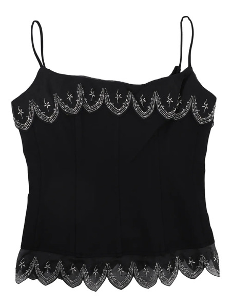  Staud Colette Scalloped Top - Black 
