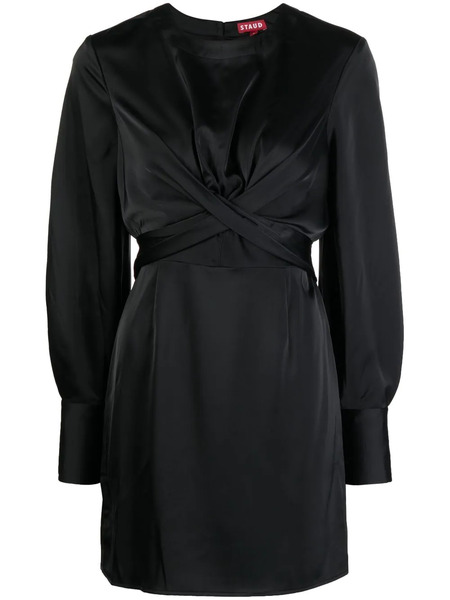  Staud Crosshill Satin Mini Dress - Black 