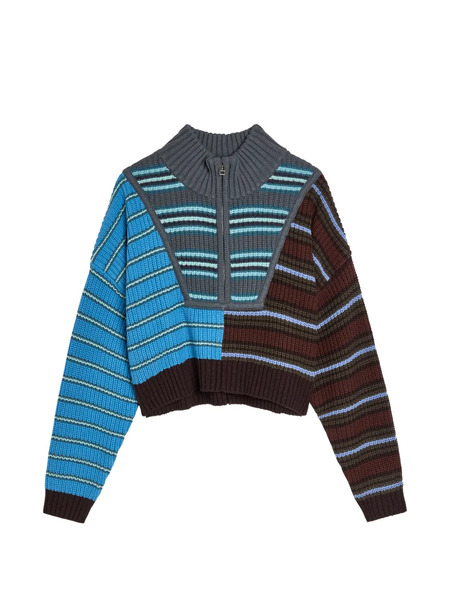 Staud Hampton Striped Zip Knitwear - Blue 