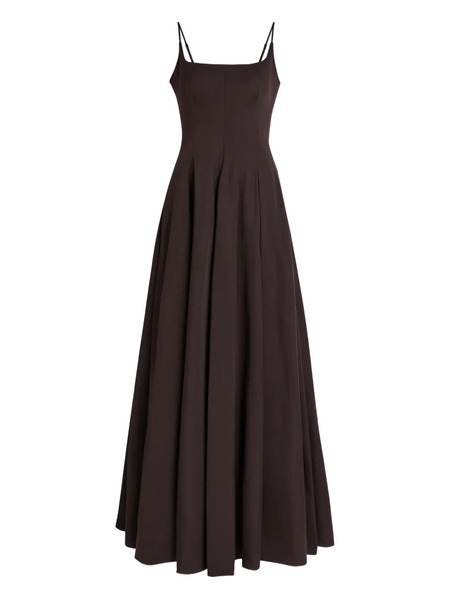  Staud Joy Square-neck Flared Maxi Dress - Brown 