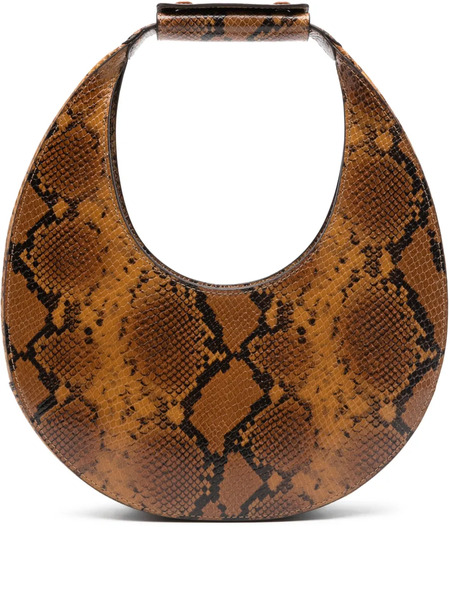  Staud Moon Snakeskin Handle Tote Bag - Brown 