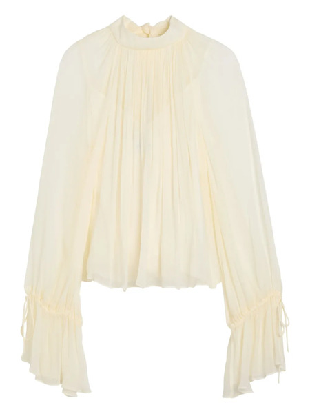  Staud Roux Pleated Blouse - Neutrals 