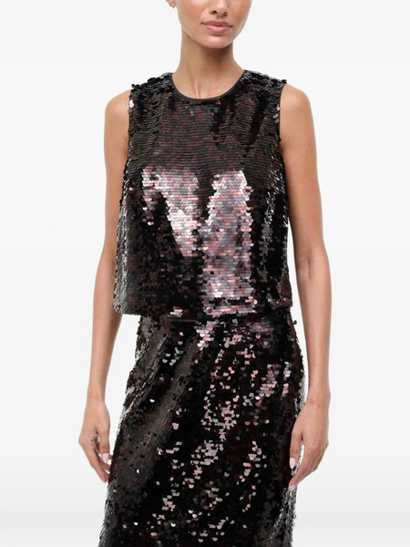  Staud Sequin Sleeveless Top - Black 