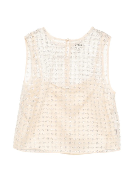  Staud Sequined Tulle Top - Neutrals 
