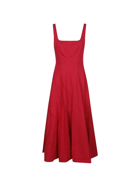  Staud Wells Midi Square-neck Dress - Red 