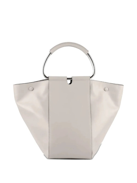  Stée Neo Circular-handle Leather Tote Bag - White 