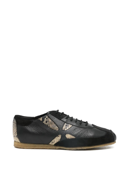  Stefan Cooke Slashed Embossed Leather Sneakers - Black 