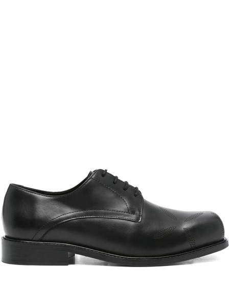 Stefan Cooke Slashed Square Toe Derby Shoes - Black 