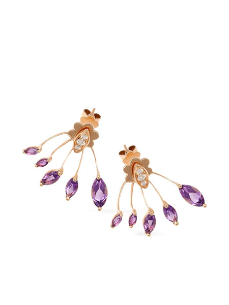  Stefere 18k Rose Gold Eventail Diamond And Amethyst Earrings - Pink 
