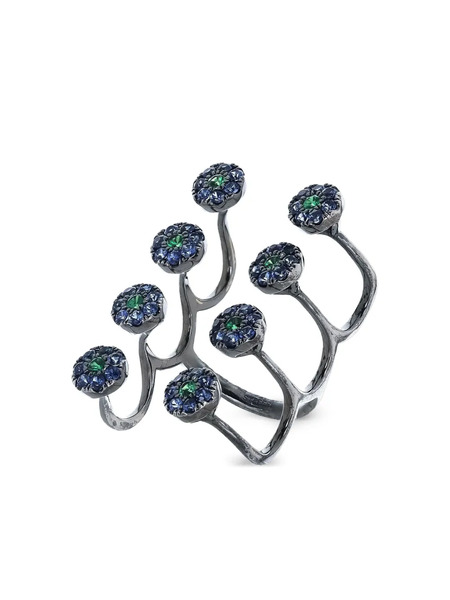  Stefere 18k White Gold Aurore Sapphire And Garnet Ring - Silver 
