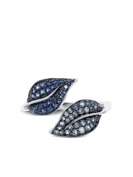  Stefere 18k White Gold Garden Diamond And Sapphire Ring - Silver 