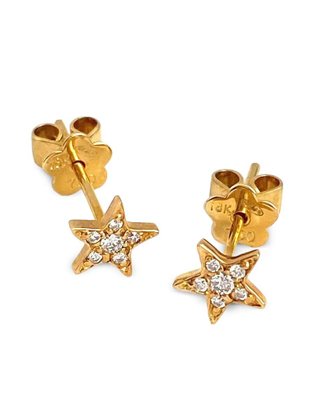  Stefere 18k Yellow Gold Mini Lucky Stars Diamond Earrings 