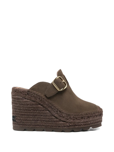  Stella Mccartney Buckle Wedge Heeled Mules - Brown 