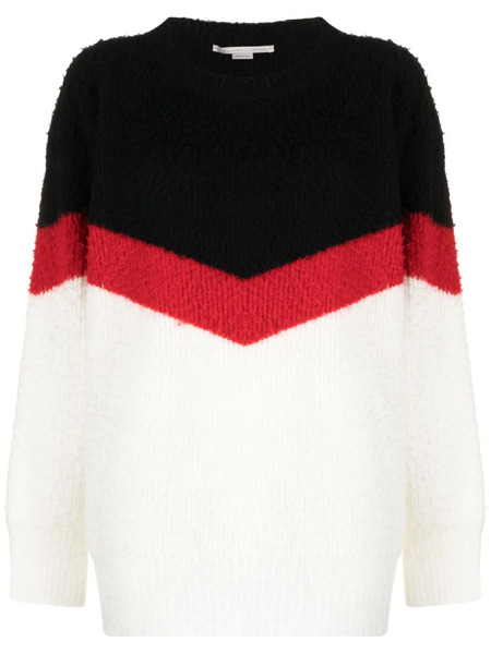  Stella Mccartney Chevron-striped Chunky-knit Jumper - White 