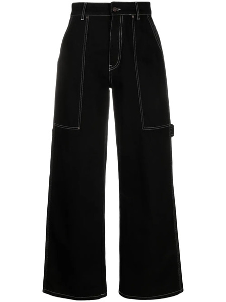  Stella Mccartney Contrasting Stitching Wide-leg Jeans - Black 