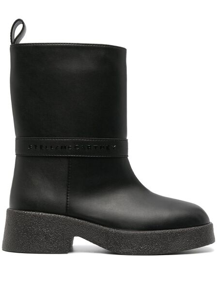  Stella Mccartney Debossed-logo Detail Boots - Black 