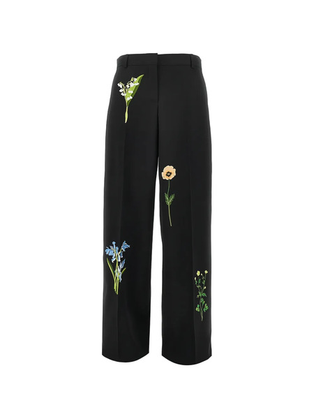  Stella Mccartney Floral-embroidered Trousers - Black 