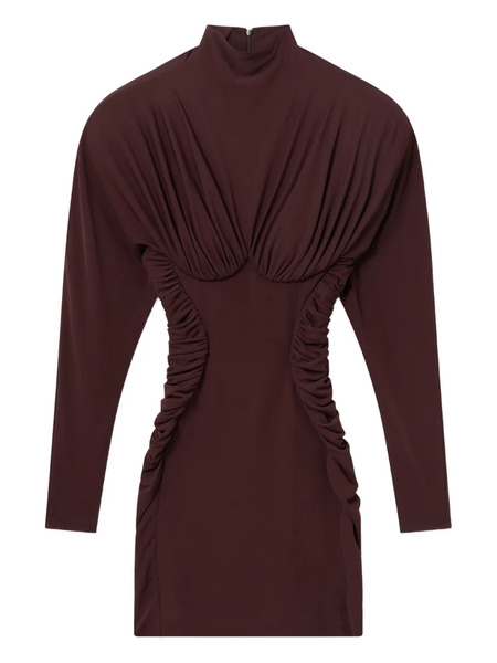 Stella Mccartney High-neck Ruched Mini Dress - Brown 