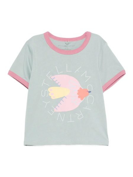  Stella Mccartney Kids Bird-print Ringer T-shirt - Green 