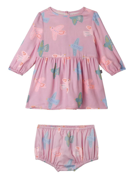  Stella Mccartney Kids Bird-print Smocked Dress - Pink 
