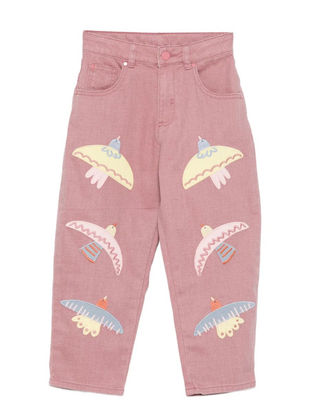  Stella Mccartney Kids Birds-embroidery Jeans - Pink 