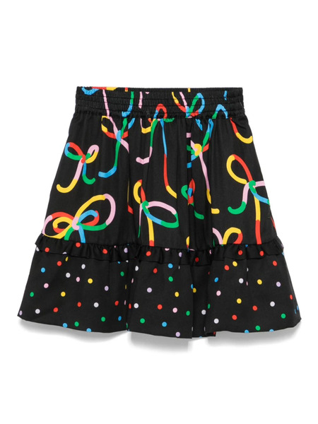  Stella Mccartney Kids Bow-print Polka-dot Skirt - Black 