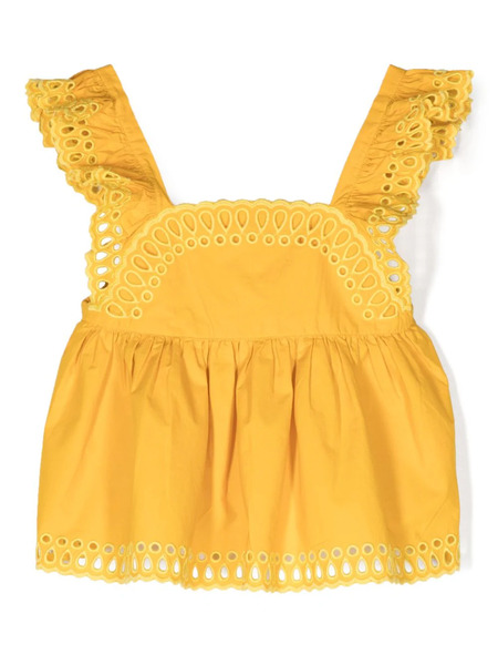  Stella Mccartney Kids Broderie-anglaise Flared Blouse - Yellow 