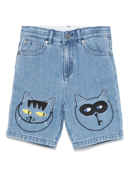  Stella Mccartney Kids Embroidered Denim Shorts - Blue 