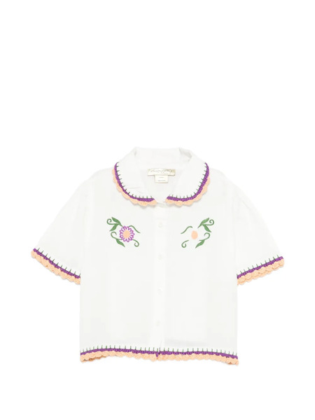 Stella Mccartney Kids Embroidered Peter Pan Collar Top - White 