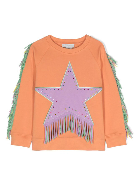  Stella Mccartney Kids Fringed Organic-cotton Sweatshirt - Orange 