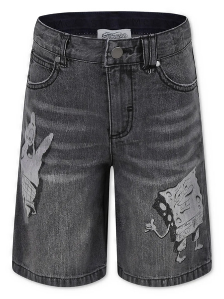  Stella Mccartney Kids Graphic Print Denim Shorts - Grey 